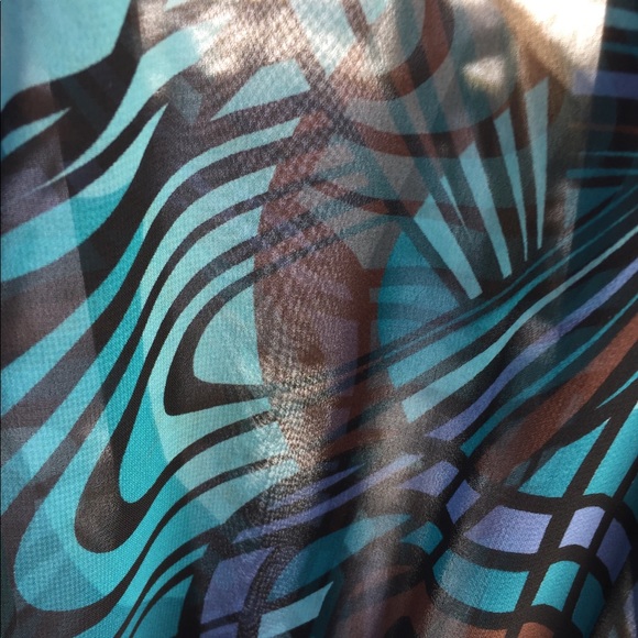 Bisou Bisou teal chiffon blouse,HP - Picture 4 of 9